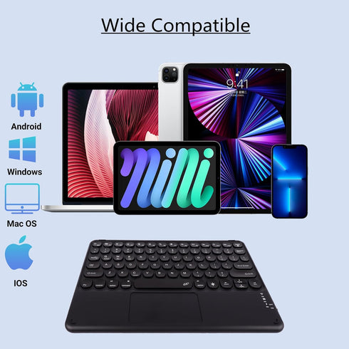 Wireless Bluetooth Keyboard with Touchpad,Portable Ultra Slim 7-Colors RGB Backlit Keyboard,10 inch Rechargeable Keyboard with Trackpad for IPad/I...