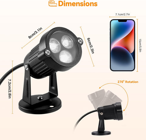 Houkiper Spotlight Outdoor, 300LM Waterproof LED Spot Light, Wall Light Halloween Outdoor Landscape LED Lighting 9W Lawn Flood Light Cool White Sp...