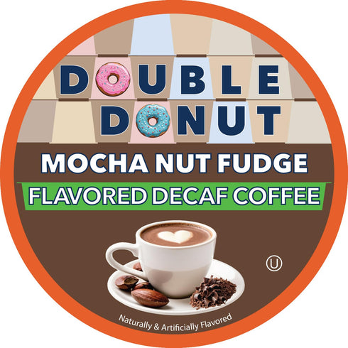 Double Donut Medium Roast Decaf Coffee Pods, Mocha Nut Fudge Flavored, for Keurig K-Cup Machines, 24 Single-Serve Capsules per Box...