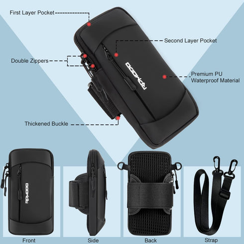 Running Armband Phone Holder & Crossbody Shoulder Bag, Arm Band for Phone for Running Walking, Waterproof Phone Pouch for iPhone 15 14 13 Pro Max ...