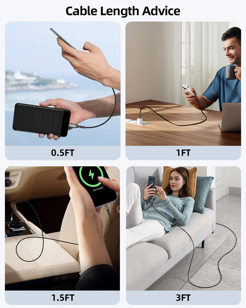USB C to USB C Cable 1.5FT 3 Pack, Short USB-C 65W Fast Charging USB2.0 Cords for Samsung Galaxy S21/S21+/S20+ Ultra, Note 20/10 Ultra, Air 2020, ...