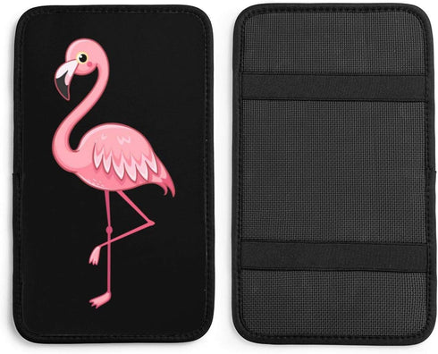 Fashion Universal Car Armrest Seat Box Cover Protector The Cute Beautiful Pink Flamingo Auto Center Console Pad Fit Car Decor Accessories...