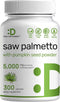 Saw Palmetto Supplement 5000mg with Pumpkin Seed, 300 Capsules | Promotes Prostate Health | DHT Blocker | Hair Growth Vitamins, Maintain Normal Ur...