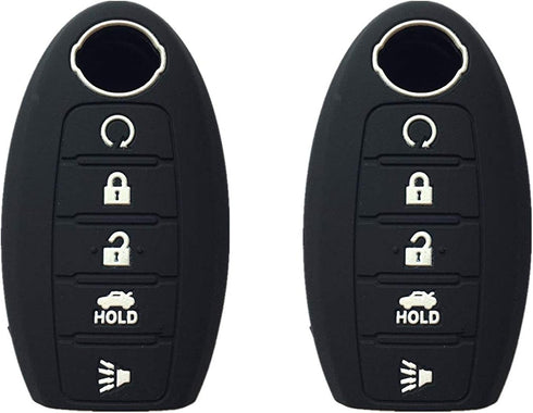 KAWIHEN 2pcs Silicone Smart Remote Key Fob Cover Compatible with for Nissan 5 Button(Black)...