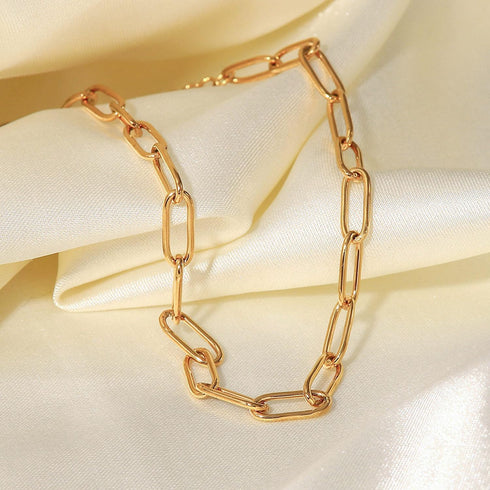 Dainty Paperclip Link Anklet 18K Gold Plated...