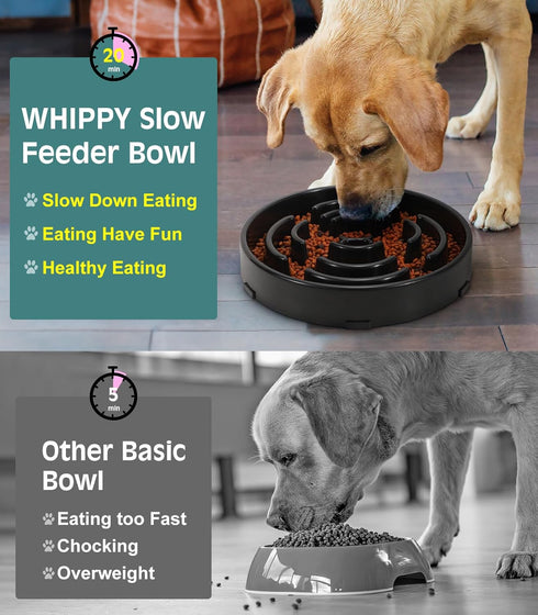 WHIPPY Large Slow Feeder Dog Bowls for Large Medium Dogs Anti-Chocking Slow Feeding Maze Dog Food Bowl Slow Eating Interactive Bloat Stop Puzzle B...