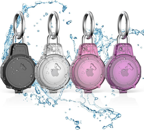 for AirTag Holder Secure Lock, Waterproof Airtag Keychain Full Protective Anti-Scratch Air Tag Case Hard Shell Hidden for Luggage, Backpack, Keys,...