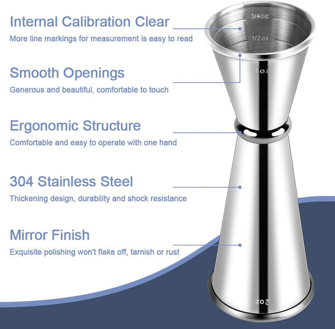 Briout Jigger for Bartending, Double Cocktail Jigger Japanese Premium 304 Stainless Steel Jigger 2 OZ 1 OZ with Measurements Inside...