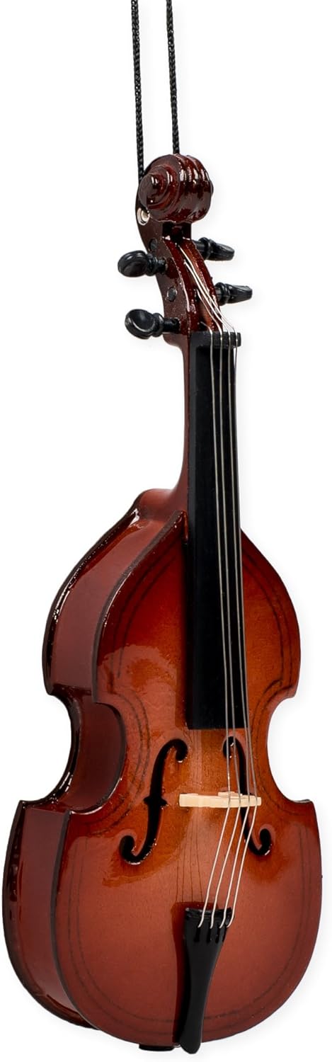 Broadway Gifts 5.1" Brown Wood Upright Bass Ornament Decoration...