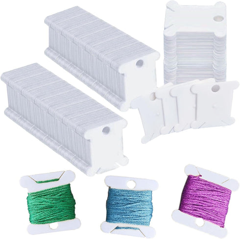 300 Pieces Plastic Floss Bobbins for Cross Cotton Thread Craft DIY Sewing Storage, Thread Organizer Holder, Embroidery Thread Cards Cross Stitch B...