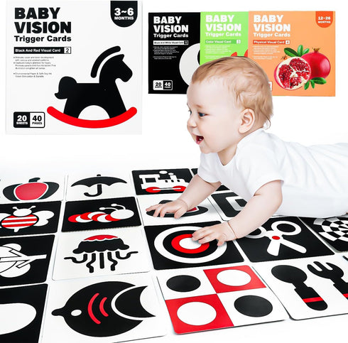 BELLOCHIDDO High Contrast Baby Toys for Newborn, Newborn Toys, Black and White Baby Toys, Toddler Baby Flash Cards, Infant Baby Cards, Baby Learni...