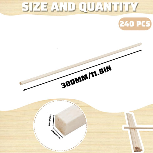 240Pcs Wood Square Dowel Rods 1/8 x 1/8 x 12 inch,Wood Squares for Crafts,Model Making Balsa Wood (1/8"x12"-240pcs)...