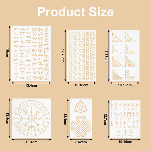 6pcs Wood Burning Stencils, Reusable Symbol Pattern Stencils Runes Stencil Template for Painting on Wood Wall Canvas Drawing Crafts DIY Making Dec...