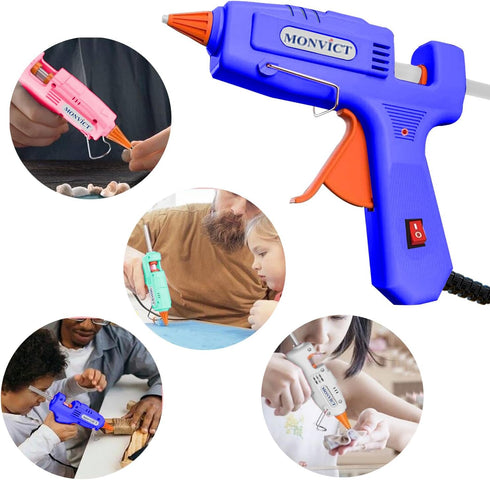 MONVICT Hot Glue Gun Kit, Mini Glue Gun with Carrying Case,20 Pcs Premium Glue Sticks, 10 Pcs Wood Craft sticks, Fast Preheating Hot Melt Glue Gun...
