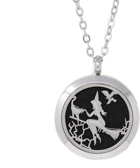 Aromatherapy Essential Oil Diffuser Stainless Steel 30MM Silver Magnetic Locket Pendant 2 Sizes Chain Necklace, Refill Pads & Diffuser Bracelet in...