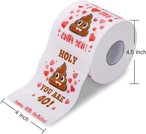 40th Birthday Gifts for Women, Men, Her, Him - Happy Prank Toilet Paper - 40th Birthday Decorations, Party Supplies Favors - 40 Years Old Funny Ga...