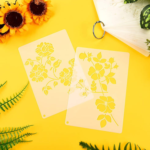16 Pieces Wild Flower Stencils Spring Wildflower Painting Stencils Reusable Flower Template DIY Small Flower Painting Stencils for Painting on Woo...