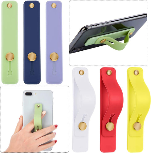 Weewooday 6 Pieces Phone Grip Holder Cell Phone Grip Strap Telescopic Finger Strap Stand Universal Finger Kickstand for Most Smartphones(Eye-catch...