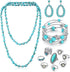 Janmercy 11 Pcs Bohemian Turquoise Jewelry Set Western Jewelry for Women Turquoise Necklace Turquoise Bracelet Earrings and Rings...