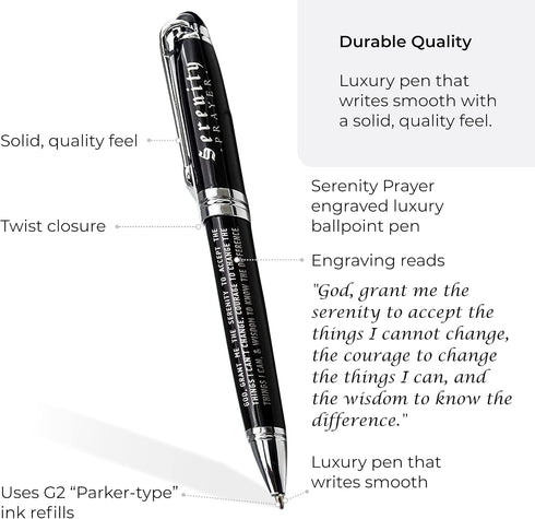 Inkstone Serenity Prayer Engraved Inspirational Gift Pen with Presentation Box Faith Sobriety Recovery Quote Gift...