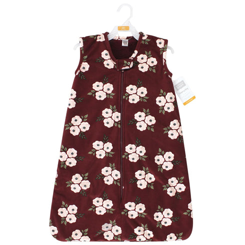 Hudson Baby Unisex Baby Plush Faux Fur Sleeping Bag, Wearable Blanket, Burgundy Floral, 0-6 Months...