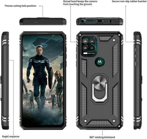 LeYi for Military-Grade Moto G Stylus 5G Phone Case 2021 with Magnetic Ring Kickstand & 2 Tempered Glass Screen Protectors - Black...
