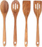 4-Piece 14" Large Wooden Utensils Set for Cooking Spatula Long Handled Slotted Spoon Non-Stick Utensil Slotted Turner Mixing Spoons with Hole Best...