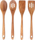 4-Piece 14" Large Wooden Utensils Set for Cooking Spatula Long Handled Slotted Spoon Non-Stick Utensil Slotted Turner Mixing Spoons with Hole Best...