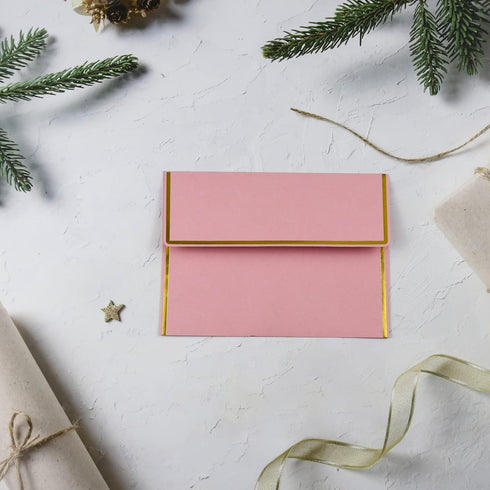 YINUOYOUJIA 46 Packs of 5x7 Envelopes Square Flap with Gold Trim, Pink A7 Luxury Envelopes for Invitation Self Seal, Ideal for RSVP, Cards, Weddin...