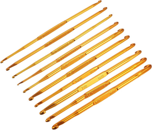 uxcell Double End Crochet Hooks 2/0 to 10/0 Aluminum Golden Tone Knitting Needles Crocheting Stitch for DIY Weave Craft Yarn 10Pcs......