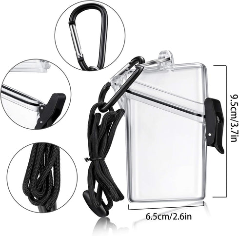 10 Pack Waterproof ID Badge Holder Case Waterproof Sports Case Vertical Badge Holders with Lanyard and Keychain...