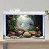 AWERT 30x12 inches Aquarium Background Foggy Stone Mushroom Moss Terrarium Background Polyester Green Plants Cave Fish Tank Background...