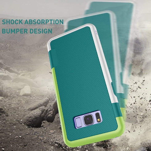 Jeylly S8 Case, Galaxy S8 Case with 2 Pack HD Soft Screen Protector, Contrasting Colors Ultra Slim One-Piece Anti-Slip Rugged Soft TPU Bumper Shoc...