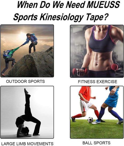 MUEUSS Kinesiology Tape Elastic Cotton Athletic Tape,20 Count,10" Precut Strips,16.4 ft,Joints Support Protects Muscles,Knees,Shoulders Plantar Fa...