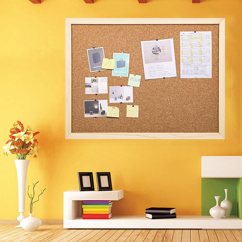 2 Pack Cork Board Bulletin Board, 15.7"X 12" pin Boards for Walls, Oak Wood Finish Frame, Wall Mounted Cork Board for Office Home and School(Pins,...