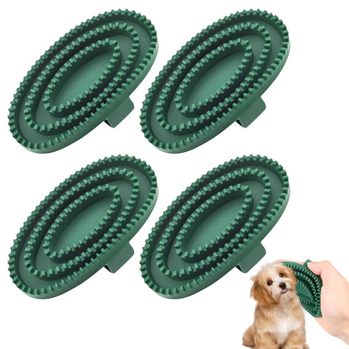 4 Pack Dog Grooming Brush Bath Washing Massage Brush with Handle Pet Shower & Bath Tools for Short & Long Haired Dogs and Cats...