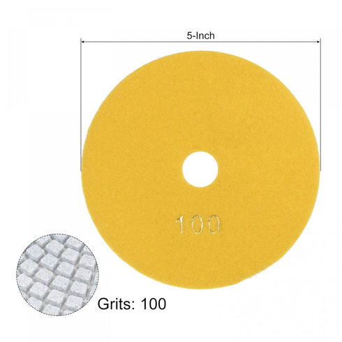 uxcell Diamond Polishing Pad 5-Inch 100 Grits Wet/Dry Grinding for Stone Concrete Marble Countertop Floor...