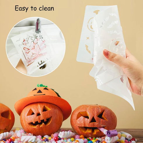 28 pcs Halloween Stencils, lyfLux Painting Stencils Suit, Pumpkin Carving Stencils, for Halloween Decoration, Bars, Haunted Houses, Walls, Murals,...