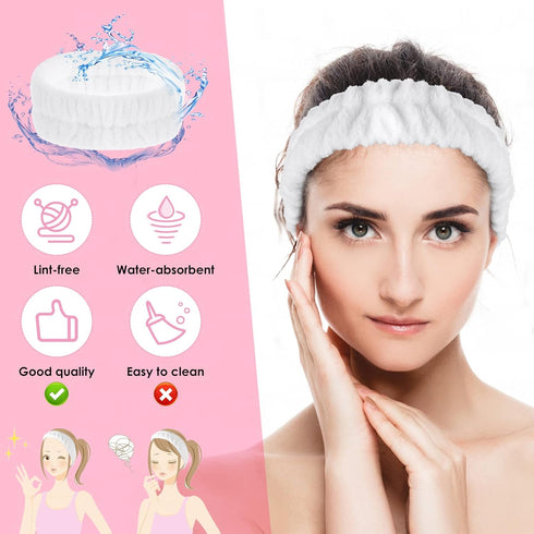Spa Facial Headband, Makeup Headbands Terry Cloth Hair Band for Washing Face Yoga Sports Shower Skincare Elastic Head Band Wrap for Girls and Wome...