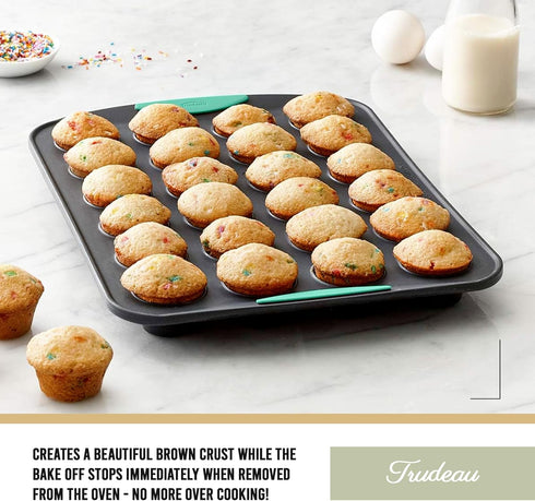 Trudeau Structure Silicone Muffin Pan, 24 Cup Mini, Grey/Mint...