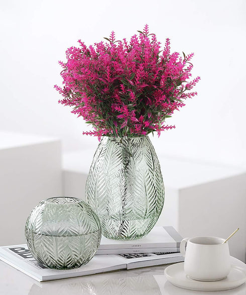 RECUTMS 8 Bundles Artificial Flowers Fake Outdoor Plants Faux Lavender Flower Plastic Shrubs Faux Flowers Fake Ferns Winter Artificial Fowers for ...