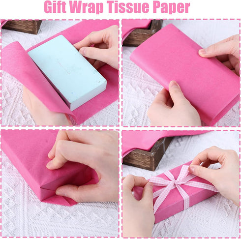 Koogel 330 Sheets Tissue Paper Bulk, Rose Red Tissue Paper Gift Wrapping Paper 14 x 10 Inch Craft Tissue Paper for Wedding Birthday DIY Project...