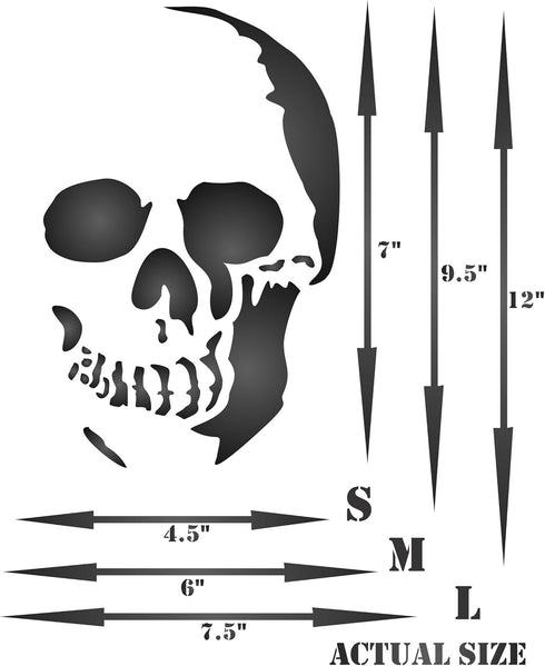 Halloween Skull Stencil, 7.5 x 12 inch (L) - Scary Halloween Head Stencils for Painting Template...