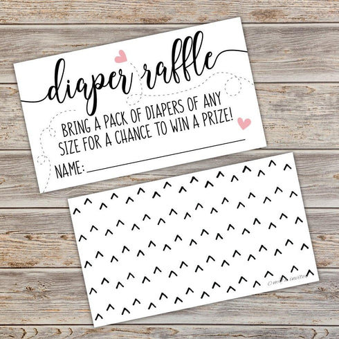 50 Sweet Heart Diaper Raffle Tickets | Gender Neutral Baby Shower Game...
