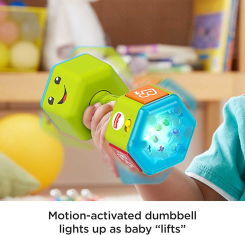 Fisher-Price Baby & Toddler Toy Laugh & Learn Countin’ Reps Dumbbell Rattle with Learning Lights & Music for Infants Ages 6+ Months...