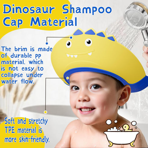 Baby Shower Cap Shield for Kids Bath Visor for Toddlers Shampoo Bath Bathing Hat Silicone Adjustable Visor Hat for Eye and Ear Protection for 1-9 ...