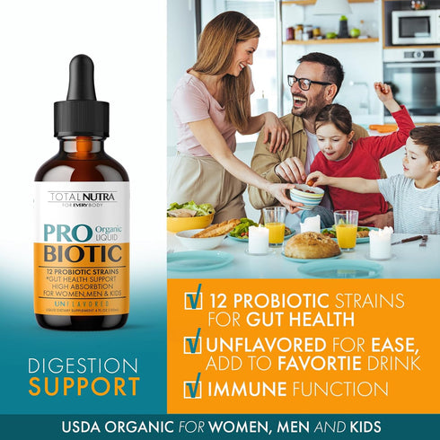 Liquid Probiotic for Women Men & Kids – USDA Organic Acidophilus Probiotic Liquid & Alfalfa Blend – Vegan Probiotic for Gut Health – Dairy, Gluten...