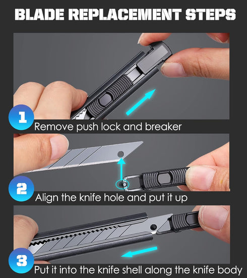 6 Pack Utility knife Retractable with 30 Degree Snap Off Blade Lockable Cardsharp Box Cutter Knife with Extra 20 Sharp Blades for Heavy Duty Offic...