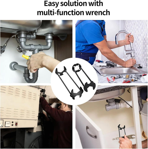 Basin Wrench, 7 Sizes Sink Wrench Set Universal Under Sink Plumbers Wrench, Multifunctional Sink Wrench Universal Under Sink Plumbers Wrench, Fauc...