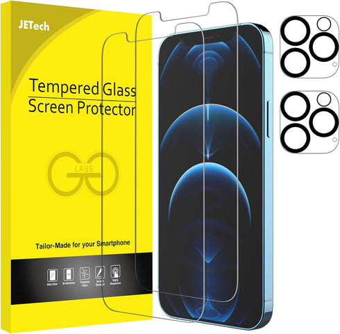 JETech Screen Protector for iPhone 12 Pro 6.1-Inch with Camera Lens Protector, Tempered Glass Film, 2-Pack Each......